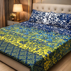 3D Crystal Cotton 3-Piece Bedsheet Set