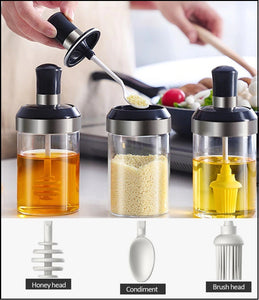 Glass Seasoning Tank Kitchen Spice Kit Bottles Pepper – Pack of 3