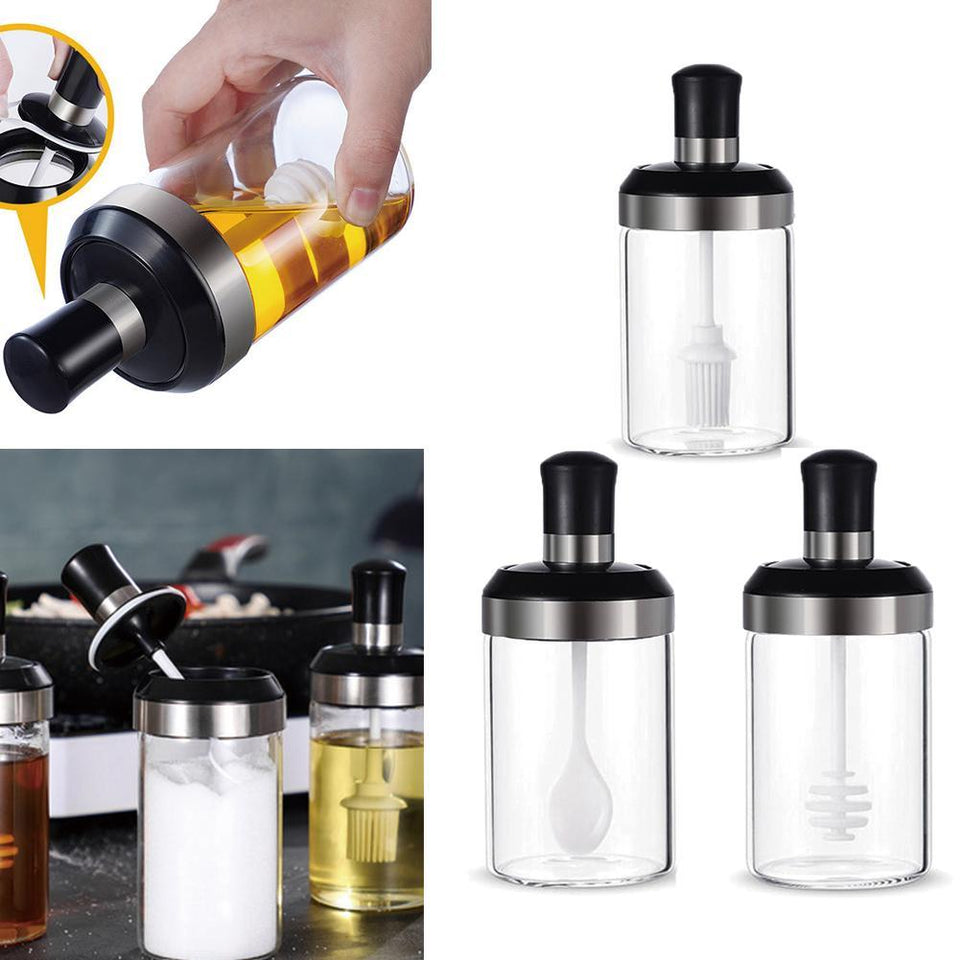Kitchen Condiment Jar With Brush – Everyday Kitchen Use