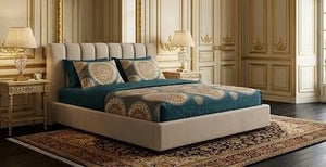 3D Crystal Cotton Bedsheet Set – Teal & Gold Ornate Mandala Medallion | 3-Piece Luxury Bedding