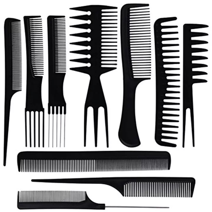 Black Professional Combs Hair Salon Hair Styling Barbers – 10 Pieces