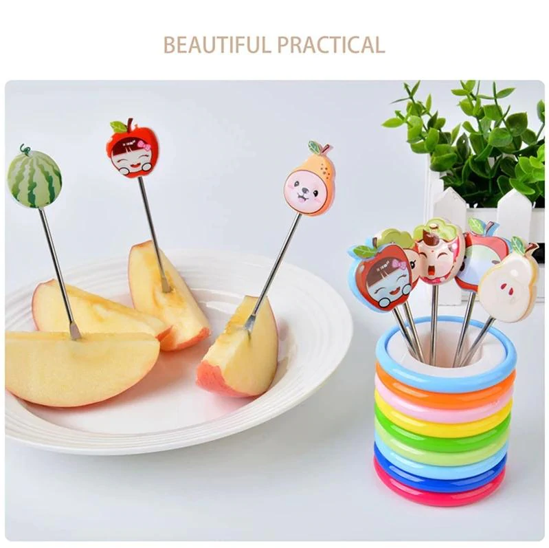 Fruit Fork Food Picks Cartoon Plastic Fruit Dessert Fork