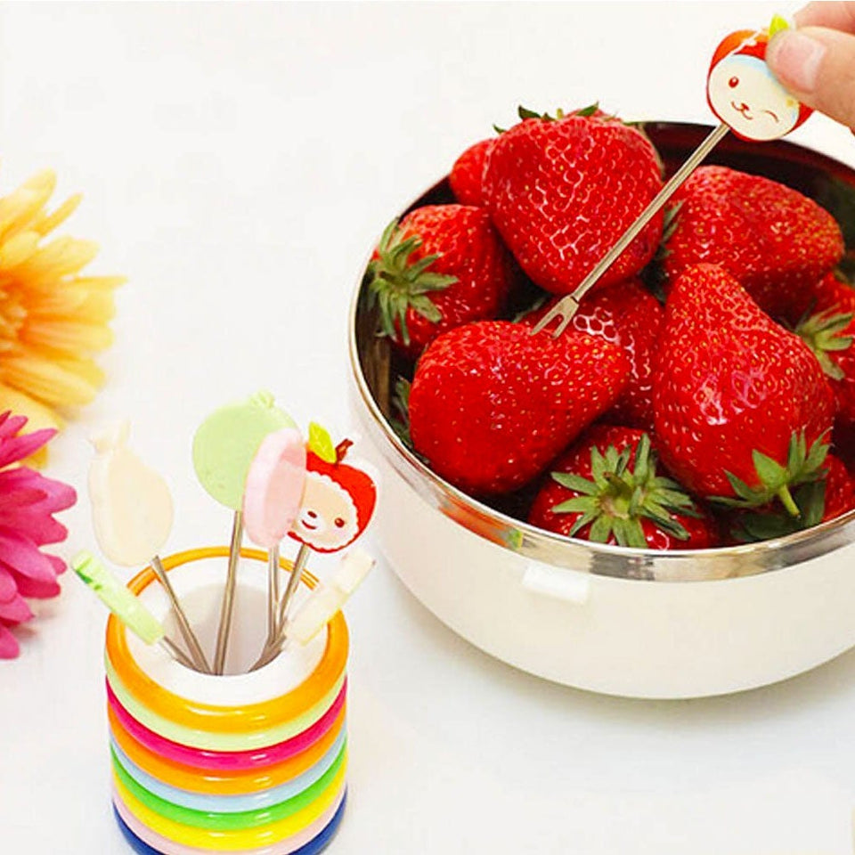 Fruit Fork Food Picks Cartoon Plastic Fruit Dessert Fork