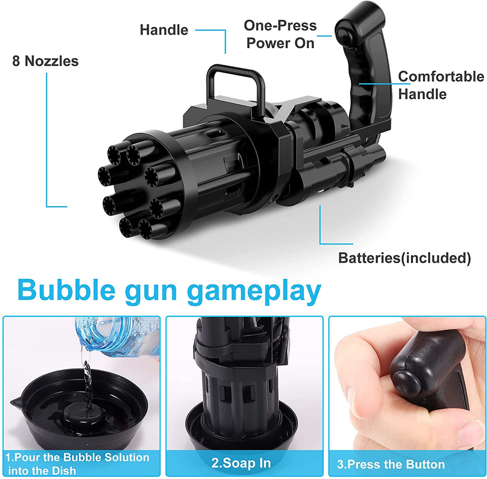 Gatling Automatic Water Bubble Gun Toy For Kids – Safe for Kids