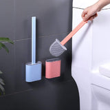 Silicone Toilet cleaner Brush non-Slip Long Handle with Toilet Brush