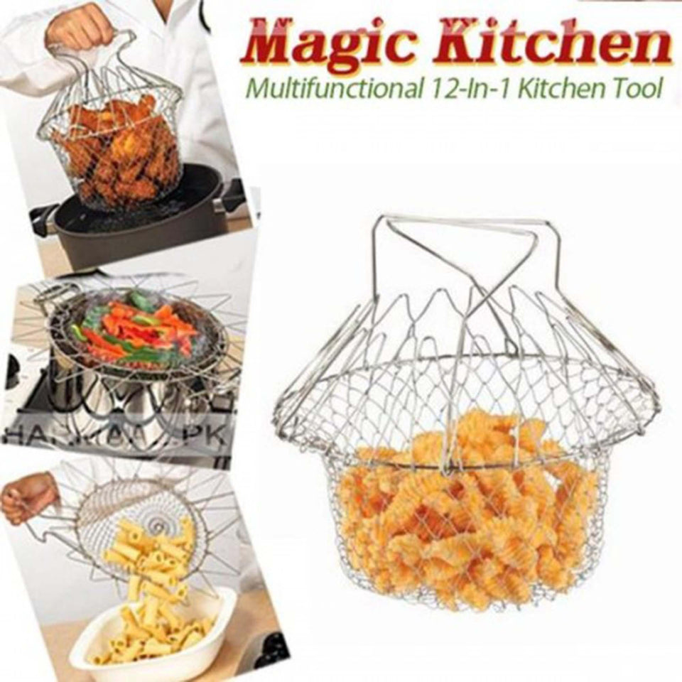 Stainless Steel Chef Basket 12 in 1 Kitchen Tool Deluxe Boiler