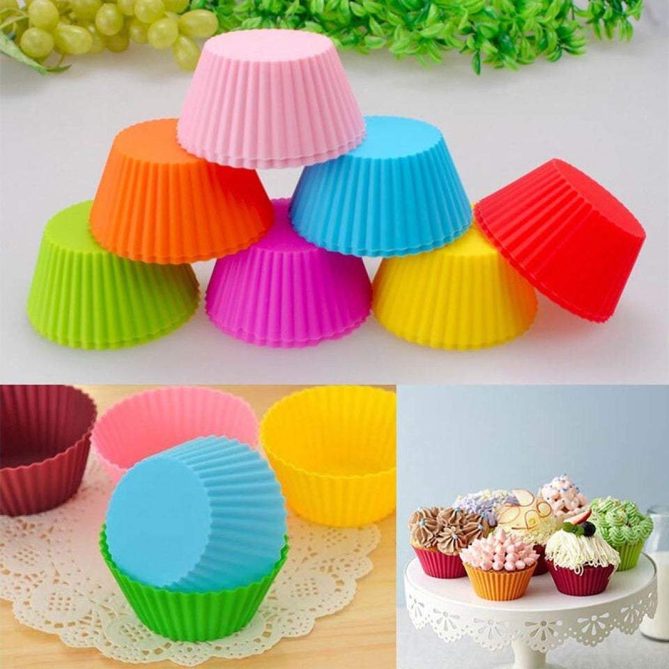 Silicone Cup Cake Molds Multicolor – Everyday Kitchen Use – Pack of 12