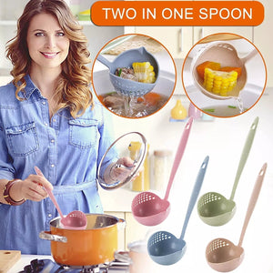 2 In 1 Long Handle Soup Spoon Home Strainer Cooking – Pack of 2