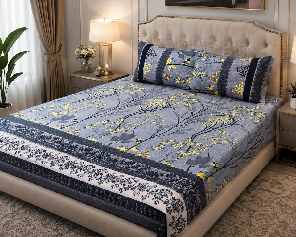 3D Crystal Cotton 3-piece Bedsheet Set AY0010034