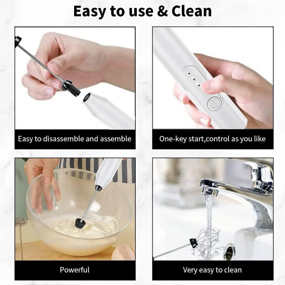 Electric Milk Frother & Coffee Whisk Handheld Kitchen Mixer