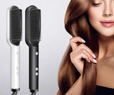 2-in-1 Hair Straightening Brush & Curler Heated Styling Tool