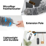 Flexible Microfiber Feather Duster Kit with 30-100 Inches Telescoping