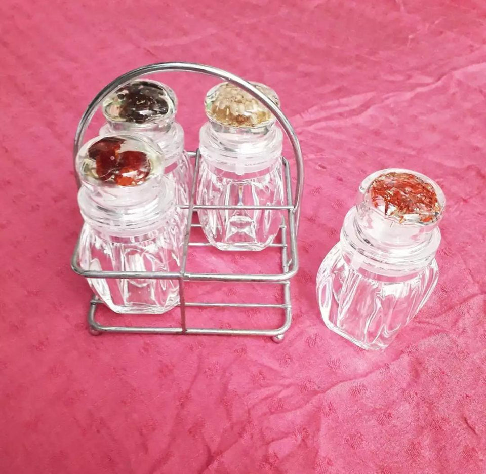 Acrylic Kitchen Salt & Pepper Shaker With Stainless Steel – 4 Pcs