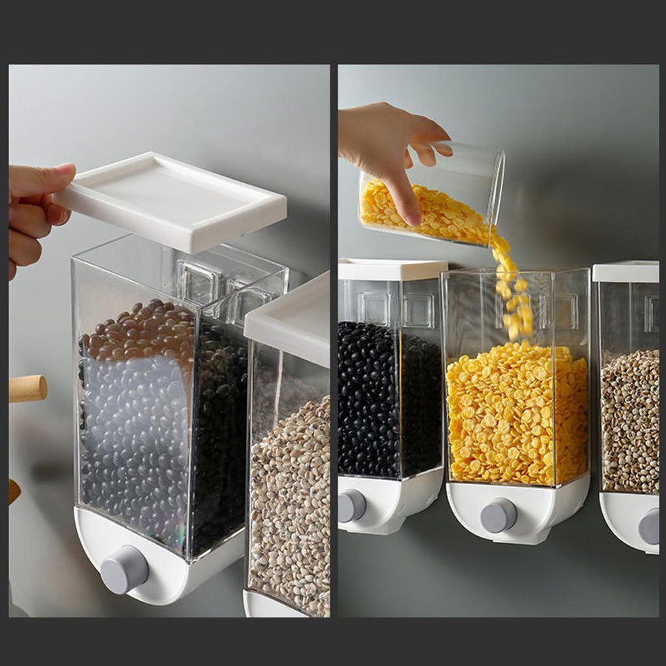Wall Mounted Easy Press- Kitchen Food Storage Container Cereal