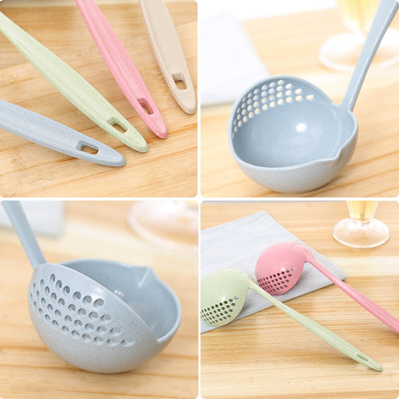 2 In 1 Long Handle Soup Spoon Home Strainer Cooking – Pack of 2