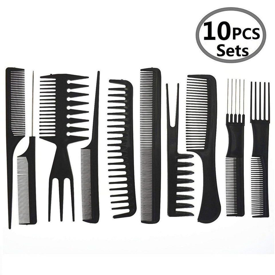 Black Professional Combs Hair Salon Hair Styling Barbers – 10 Pieces