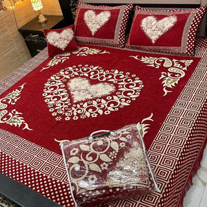 4Pc Velvet Jaquard Bedsheet King Size Velvet Jaquard