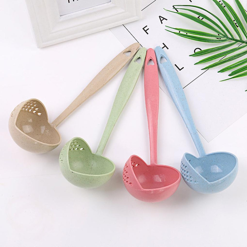 2 In 1 Long Handle Soup Spoon Home Strainer Cooking – Pack of 2