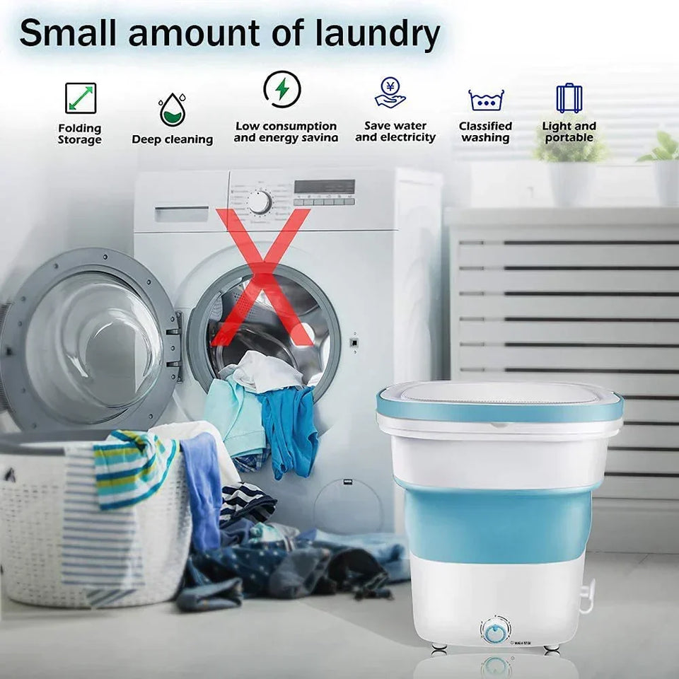 Portable Mini Folding Washing & Spin Dryer Compact Laundry Machine