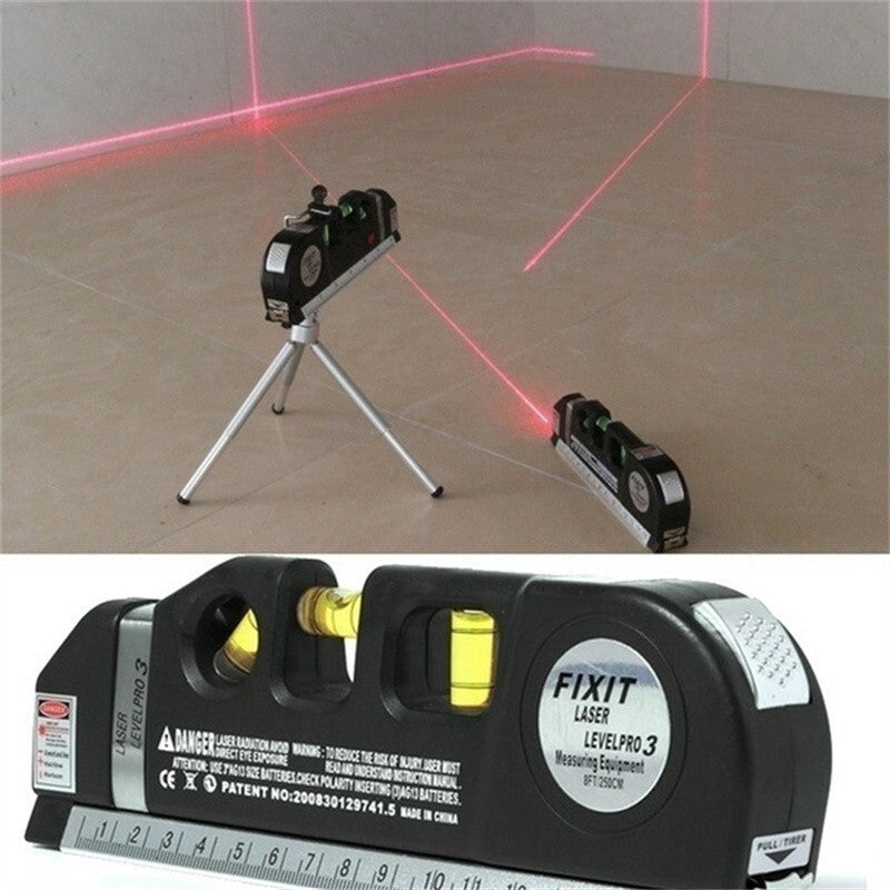 5-in-1 Laser Level with Ruler & Triple Spirit Level