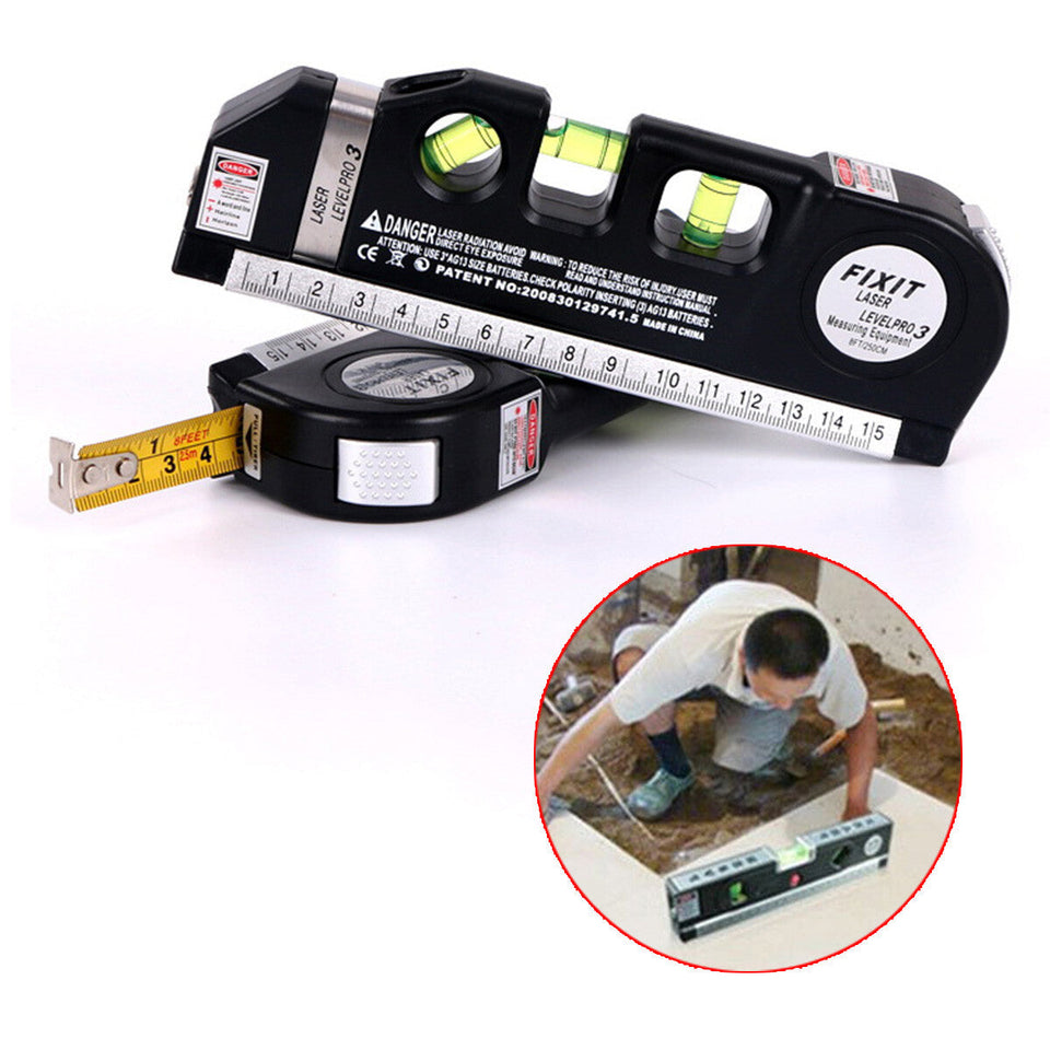 5-in-1 Laser Level with Ruler & Triple Spirit Level