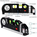 5-in-1 Laser Level with Ruler & Triple Spirit Level